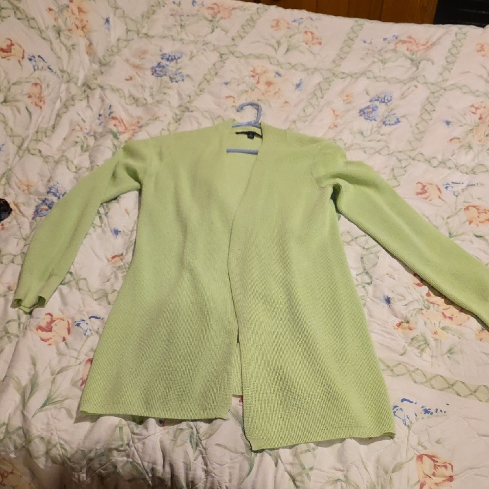 Cyrus Light Green Open-Front Cardigan